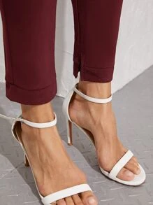 SHEIN Essnce High-Rise Vented Ankle-Cut Trousers - Burgundy - View 6