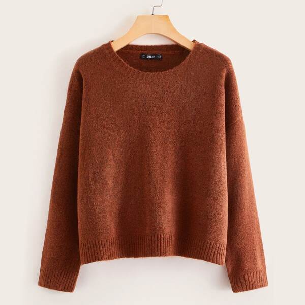 

Drop Shoulder Sweater, Brown
