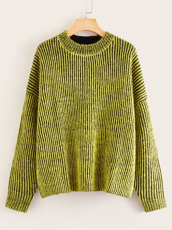 

Drop Shoulder Two Tone Sweater, Multicolor