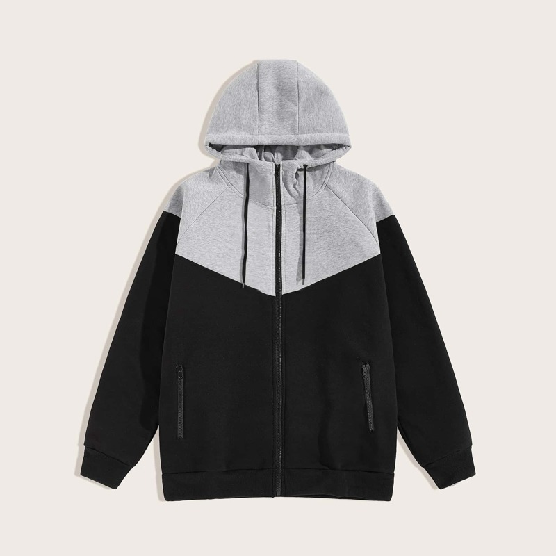 

Guys Two Tone Zip Up Drawstring Hoodie, Multicolor