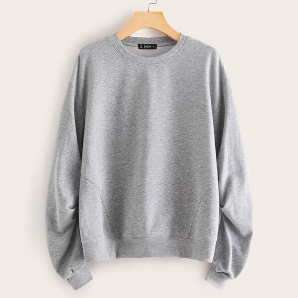 

Drop Shoulder Heather Grey Pullover