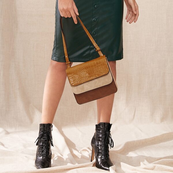 

Croc Embossed Colorblock Shoulder Bag, Multicolor