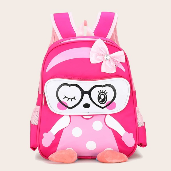 

Girls Bow Decor Side Pocket Backpack