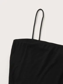 SHEIN Conjuntos de top de tirante corto con pantalones de cuadros - Negro - Ver 3