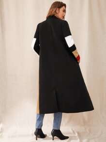 SHEIN Welt Pocket Front Cut-and-sew Overcoat