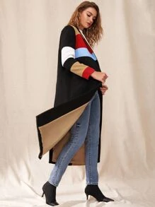 SHEIN Welt Pocket Front Cut-and-sew Overcoat