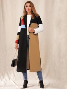 SHEIN Welt Pocket Front Cut-and-sew Overcoat