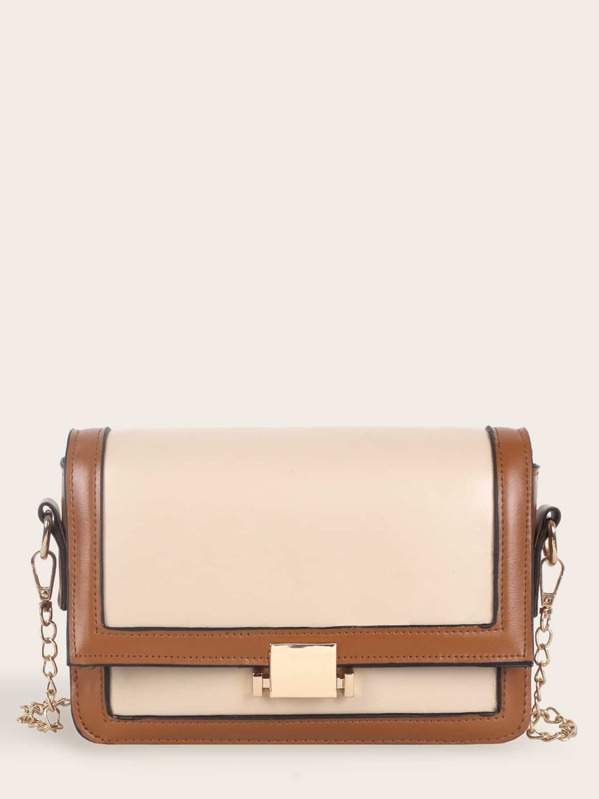 

Two Tone Flap Chain Crossbody Bag, Multicolor