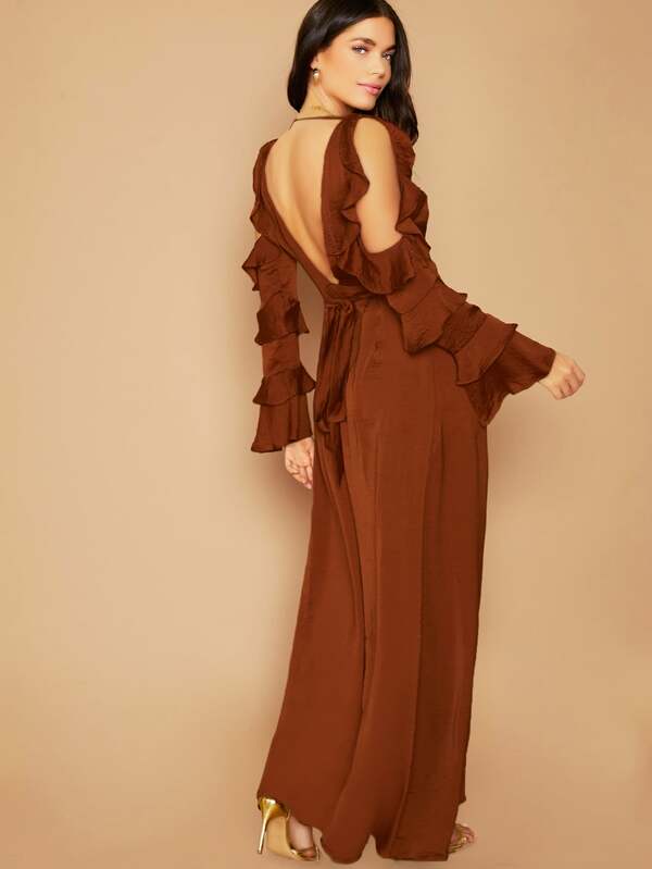 open shoulder wrap dress