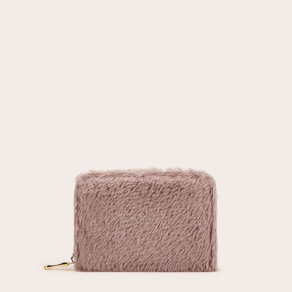 

Zip Around Fluffy Purse, Pink