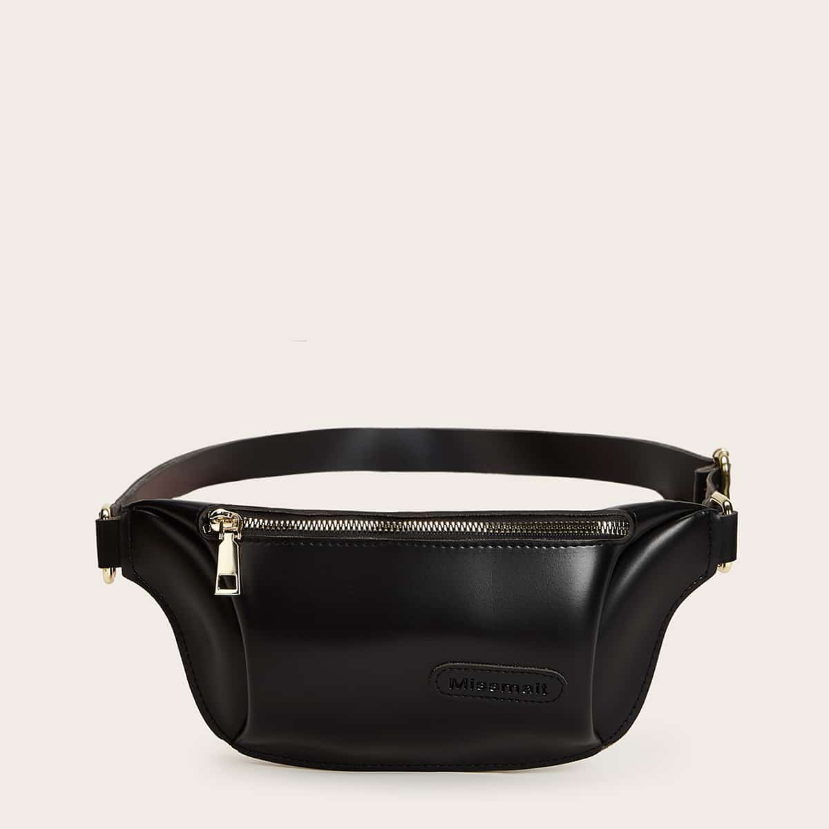 

Zip Up Minimalist Fanny Pack, Black
