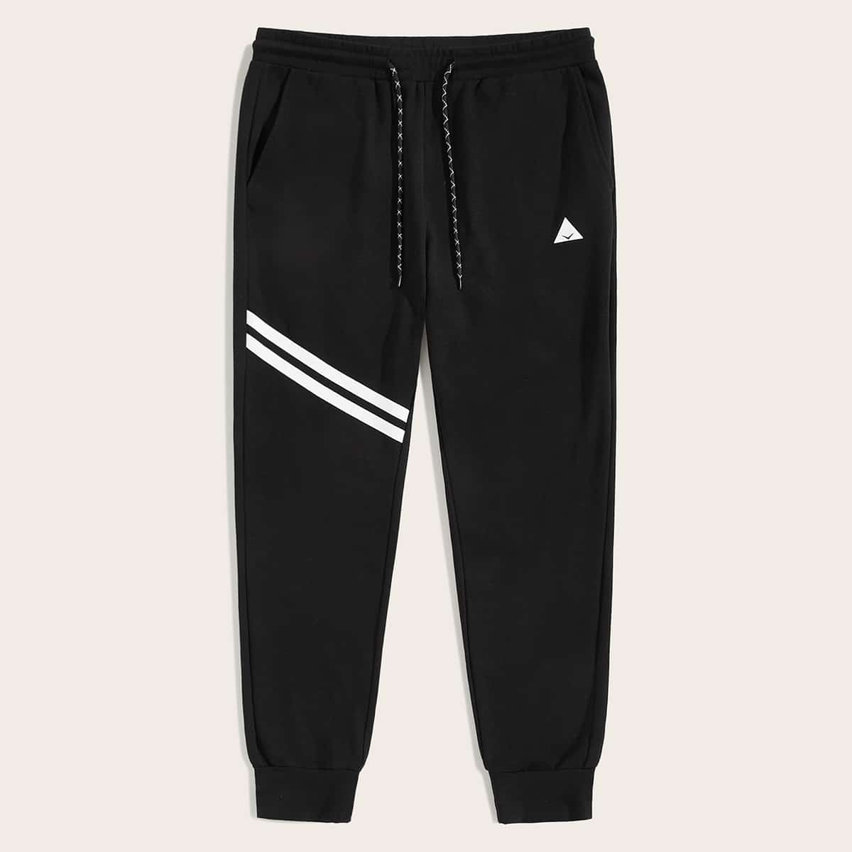 

Guys Geo Print Tape Drawstring Waist Sweatpants, Black