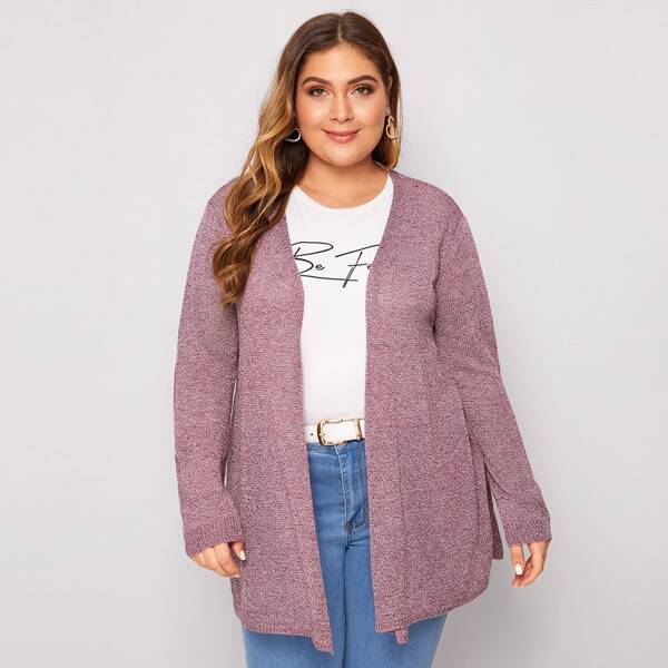 

Plus Space Dye Open Front Cardigan, Purple