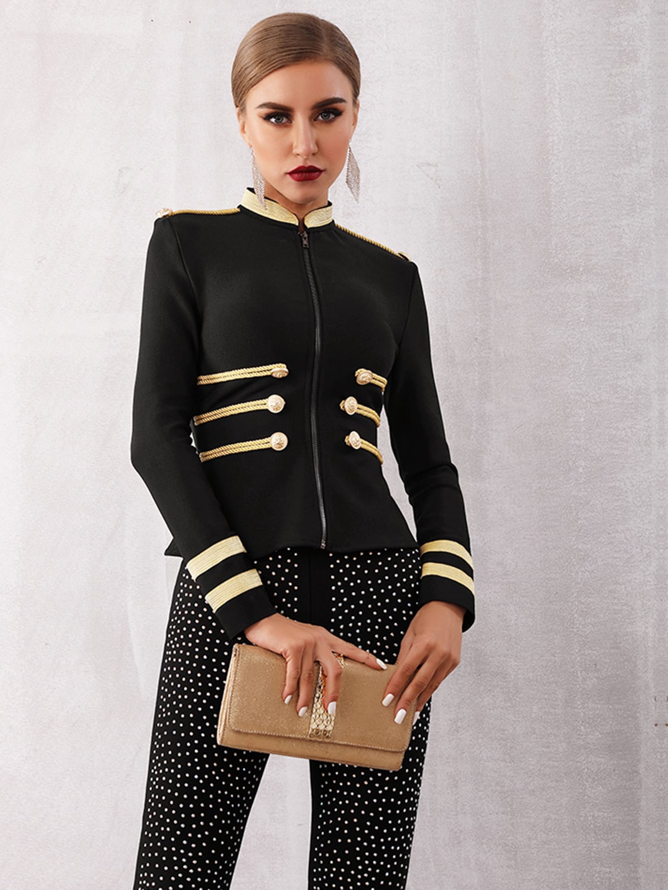 adyce double button rope detail sailor jacket