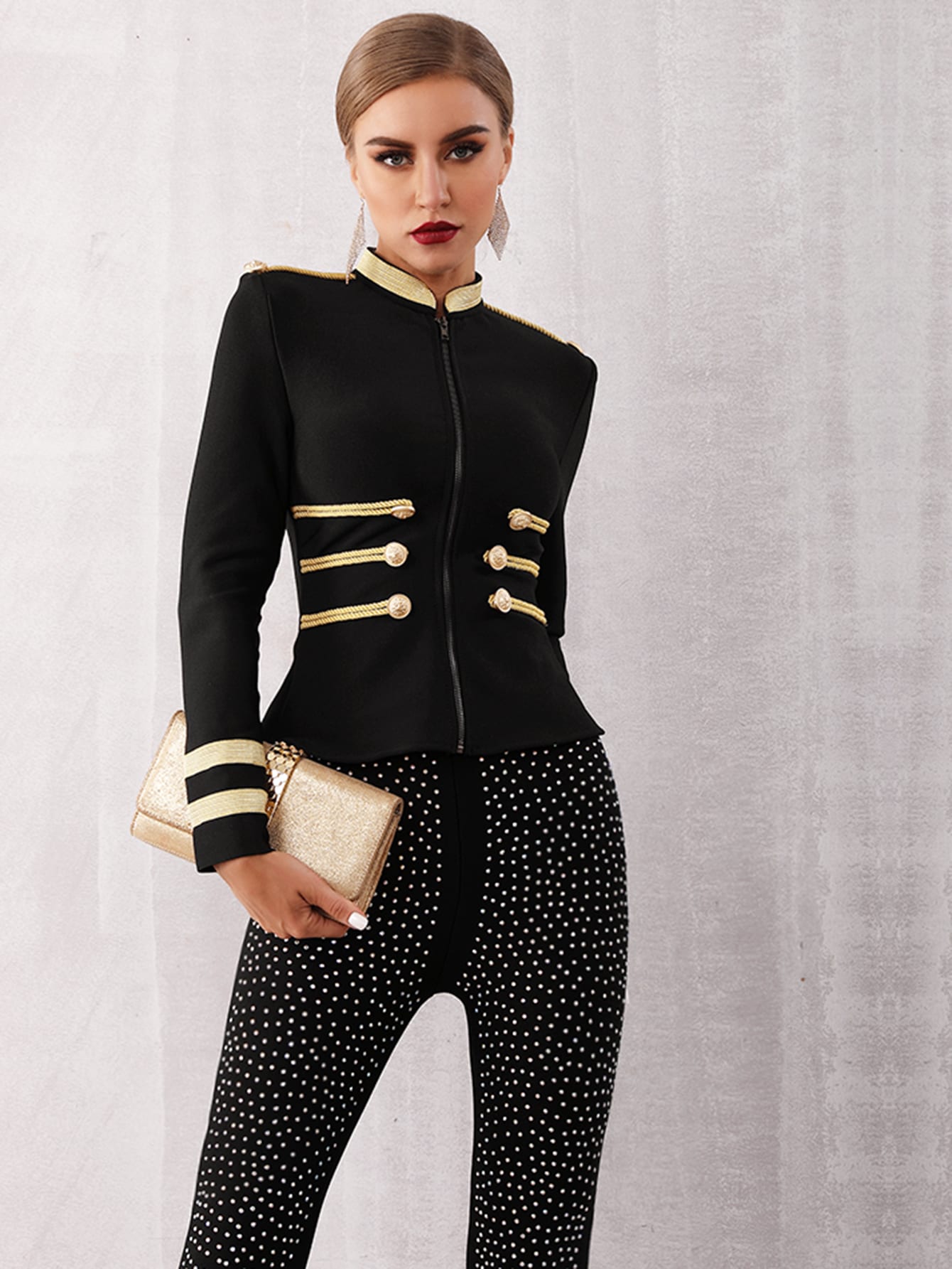 adyce double button rope detail sailor jacket