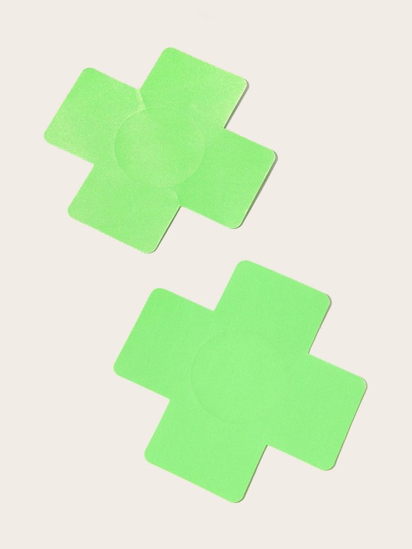 

1pair Plus Cross Shaped Nipple Cover, Green