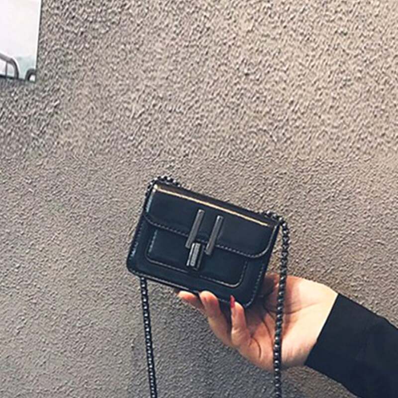 

Push Lock Chain Crossbody Bag, Black