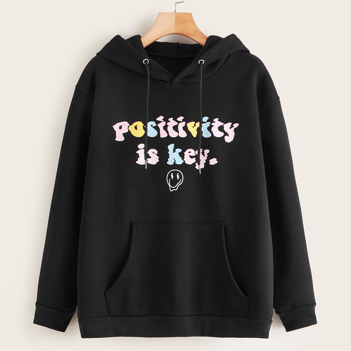

Positivity Is Key Graphic Black Hoodie