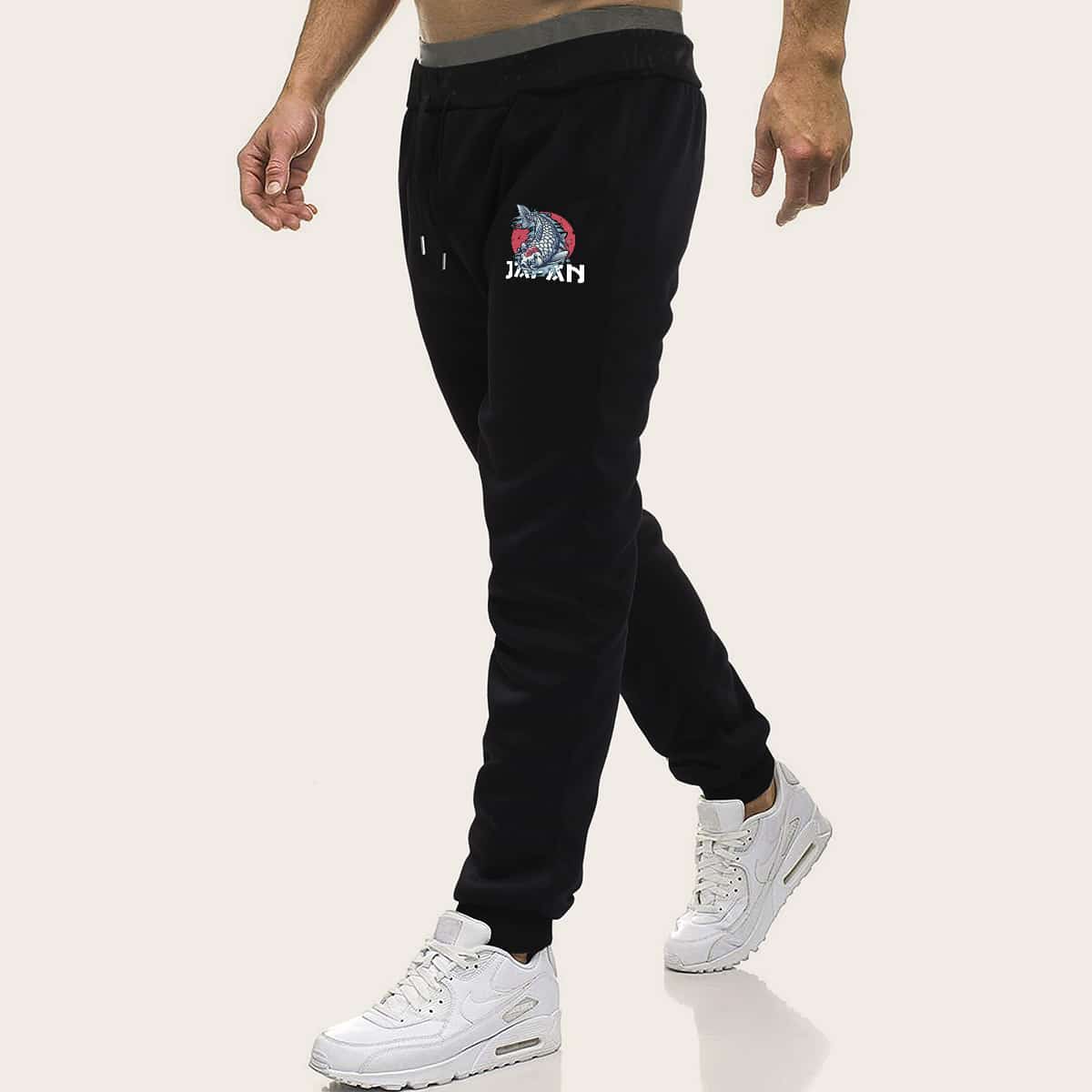 

Guys Letter And Fish Drawstring Sweatpants, Black