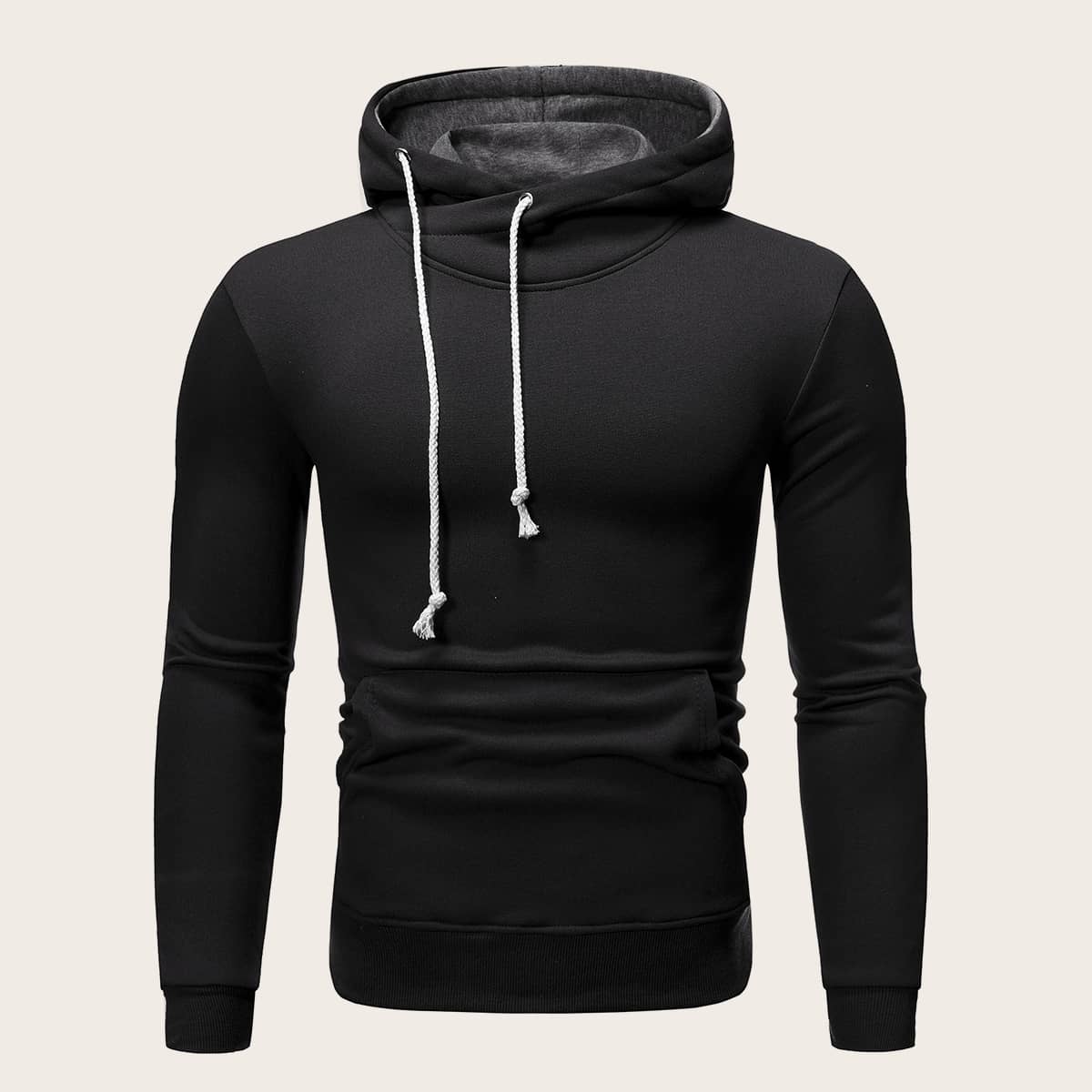 

Guys Kangaroo Pocket Solid Drawstring Hoodie, Black