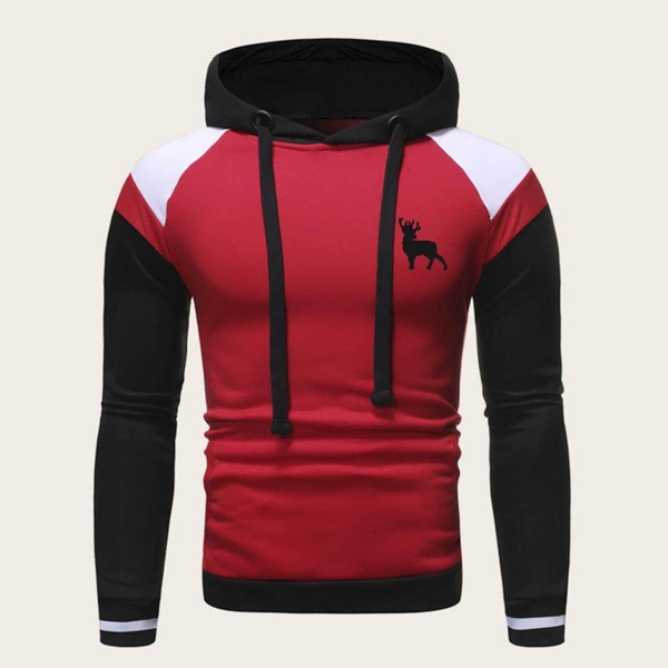 

Men Cut And Sew Deer Print Hoodie, Multicolor