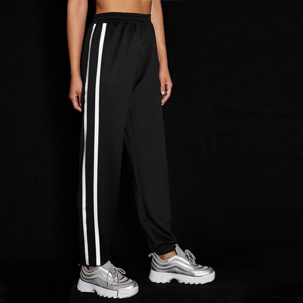 

Reflective Striped Elastic Waist Sweatpants