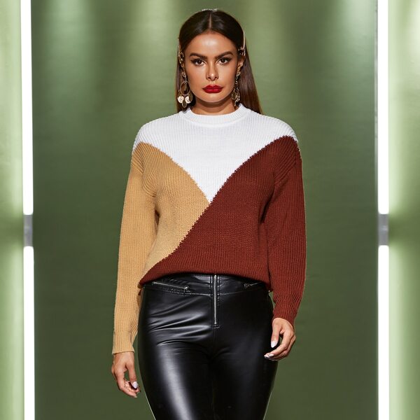 

Drop Shoulder Colorblock Sweater, Multicolor