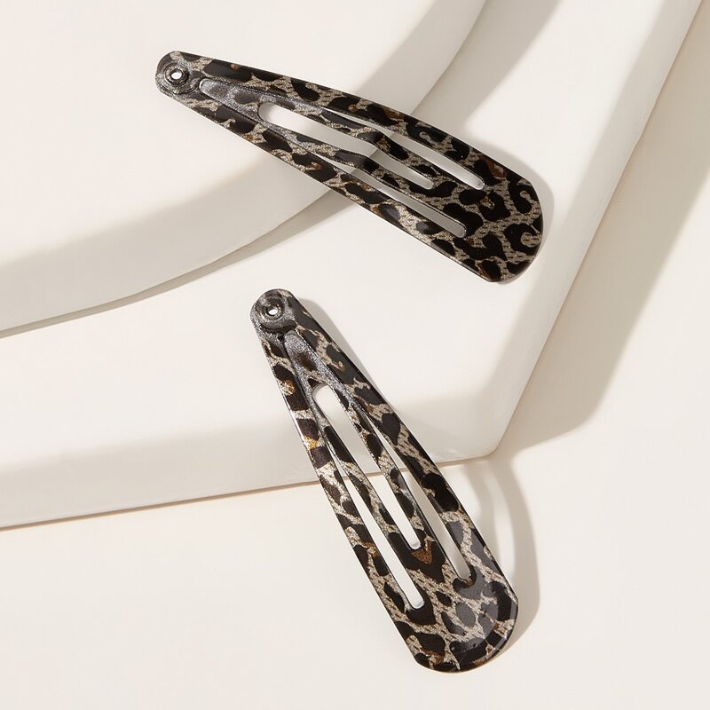 

Leopard Print Hair Clip 2pcs, Brown