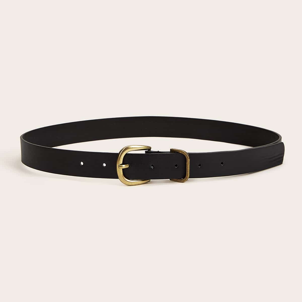 

Solid Metal Buckle Belt, Black
