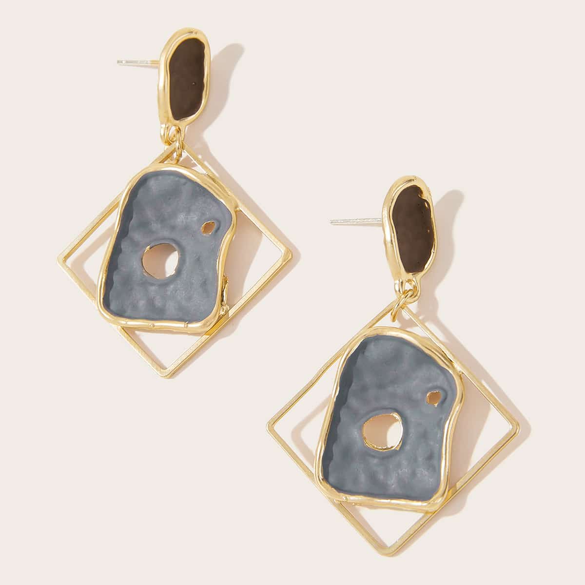 

1pair Geometric Drop Earrings, Multicolor