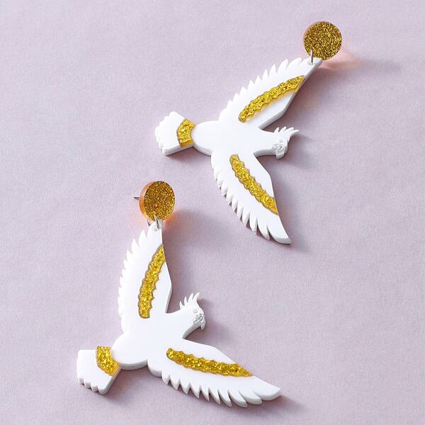 

1pair Dove Drop Earrings, Multicolor