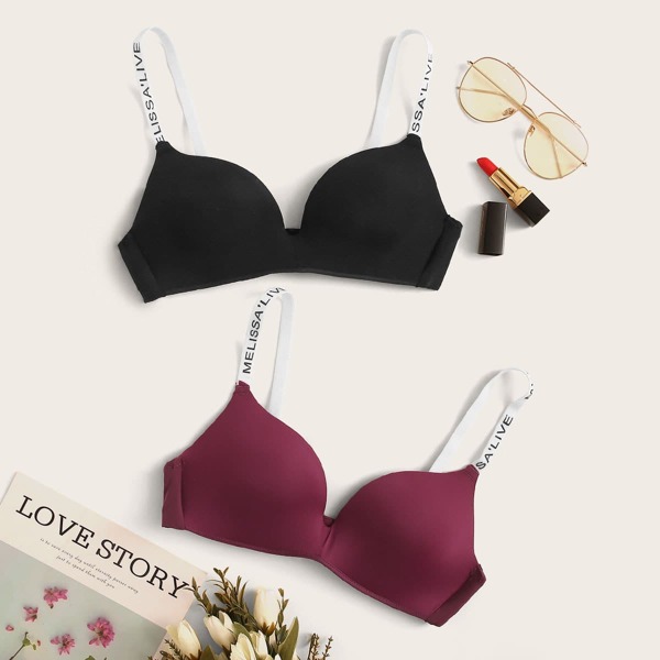 

2pack Letter Tape Bra Set