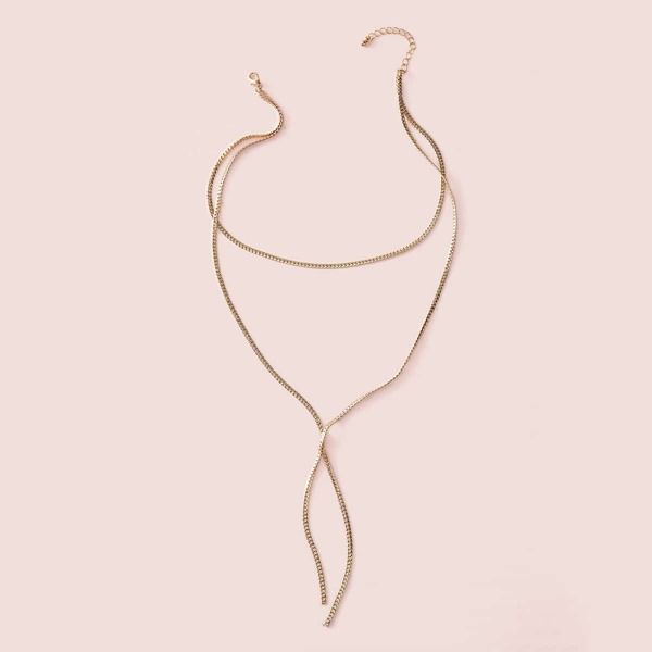 

1pc Simple Lariat Necklace, Gold
