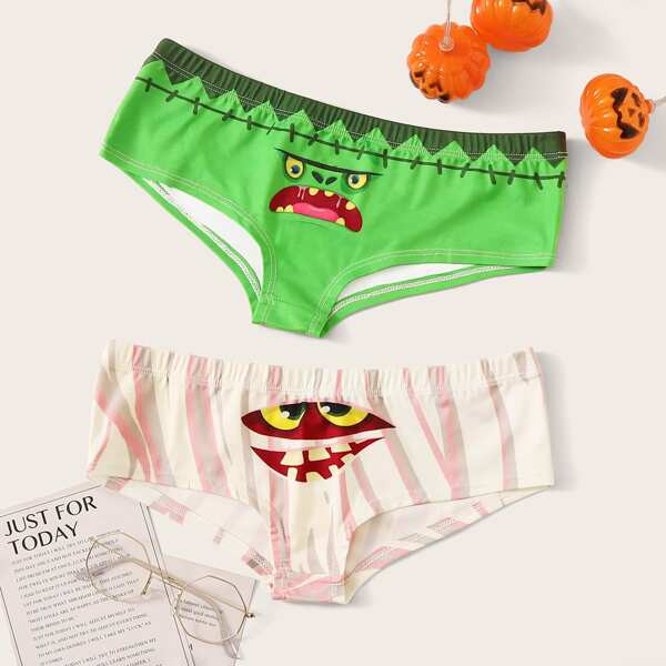 

Halloween 2pack Face Print Panty Set, Multicolor