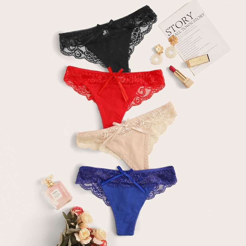 

4pack Floral Lace Panty Set, Multicolor