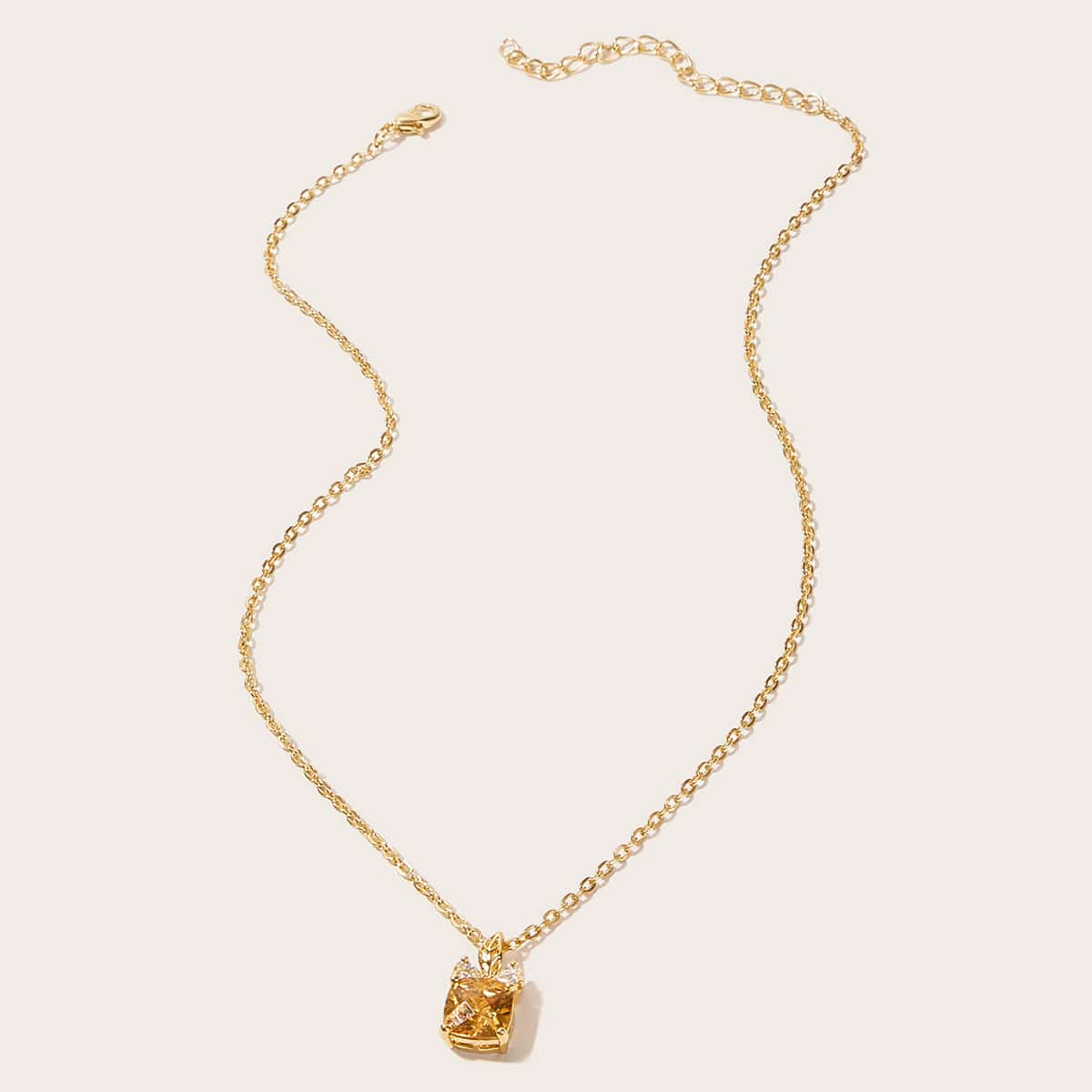 

1pc Gemstone Charm Necklace, Gold