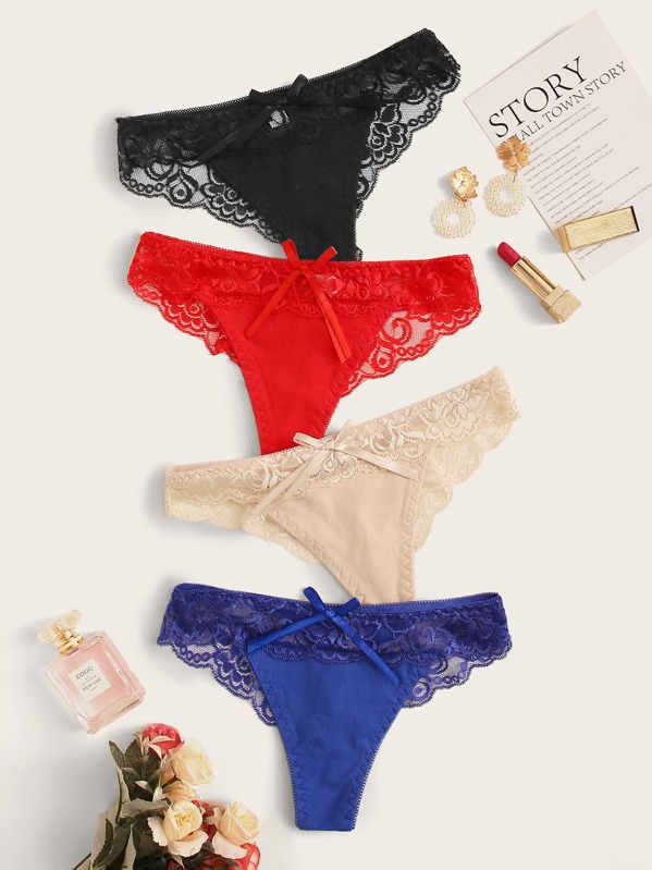 

4pack Floral Lace Panty Set, Multicolor