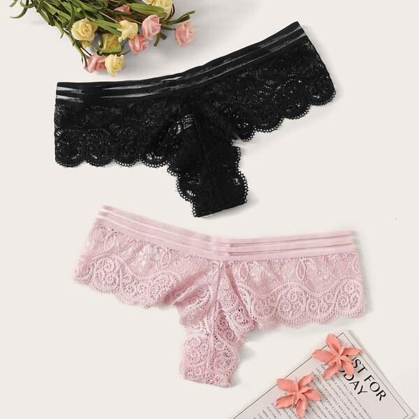 

2pack Floral Lace Panty Set, Multicolor