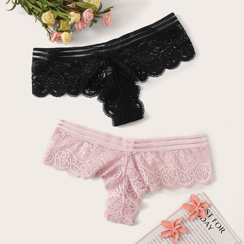 

2pack Floral Lace Panty Set, Multicolor