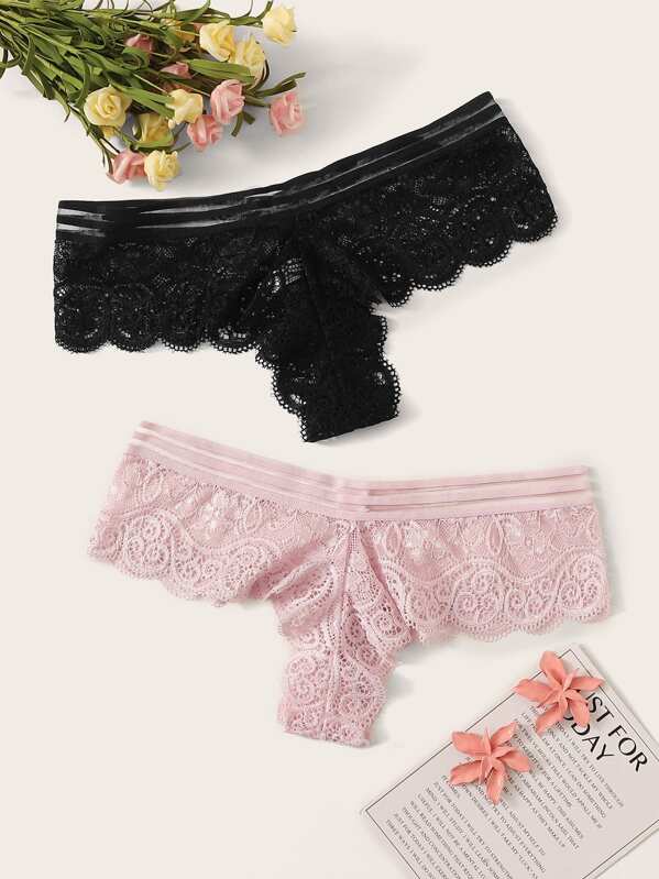 

2pack Floral Lace Panty Set, Multicolor