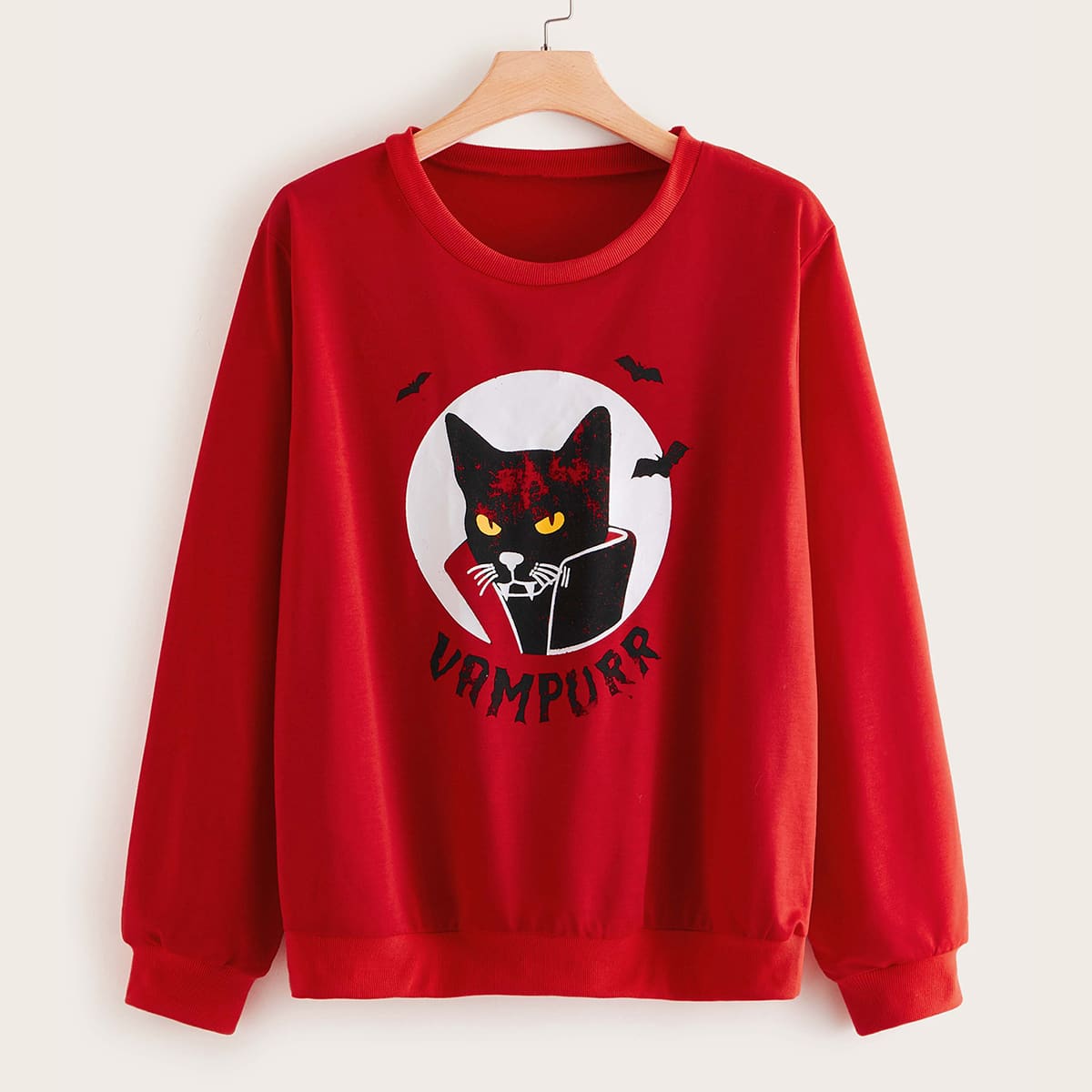 

Plus Cartoon & Letter Graphic Sweatshirt, Red