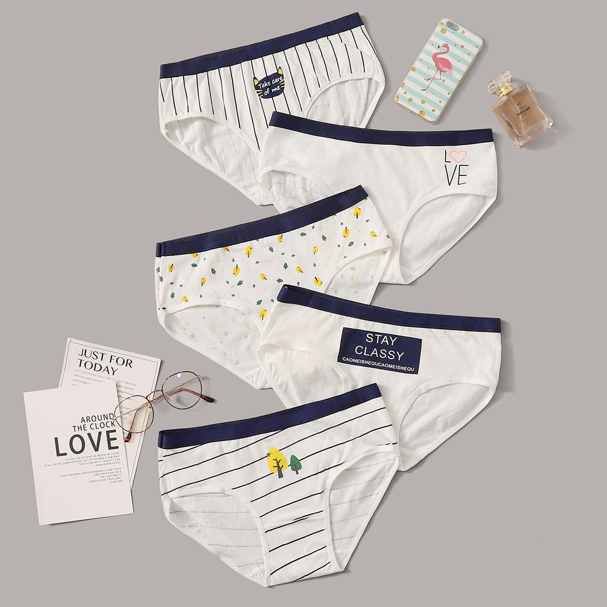 

5pack Mixed Print Panty Set, Multicolor