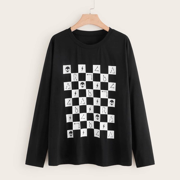 

Plus Graphic Round Neck Tee, Black