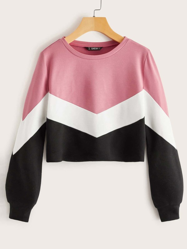 

Cut-and-Sew Chevron Pullover, Multicolor