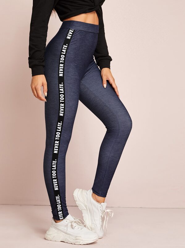 

Letter Tape Side Leggings, Navy, Gabe