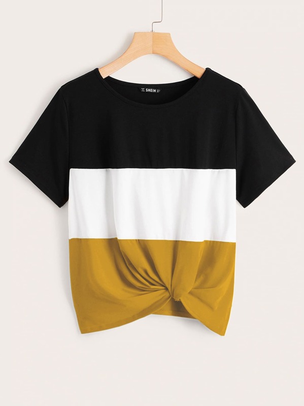 

Colorblock Twist Hem Top, Multicolor