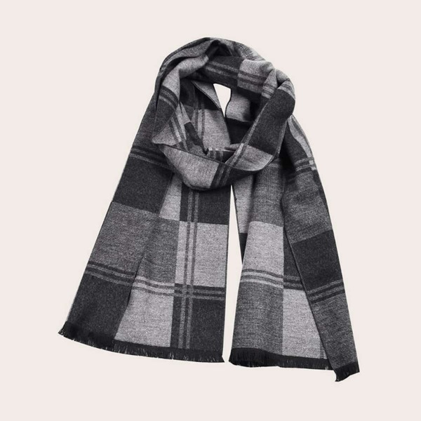 

Men Plaid Fringe Hem Scarf