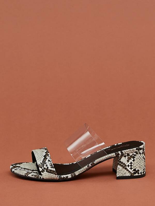 clear snakeskin sandals