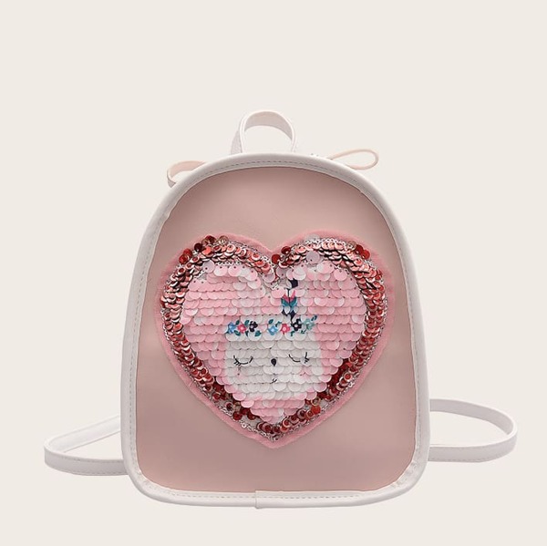 

Girls Contrast Sequins Decor Backpack