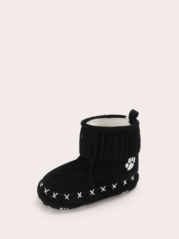 

Baby Boys Fringe Velvet Boots, Black